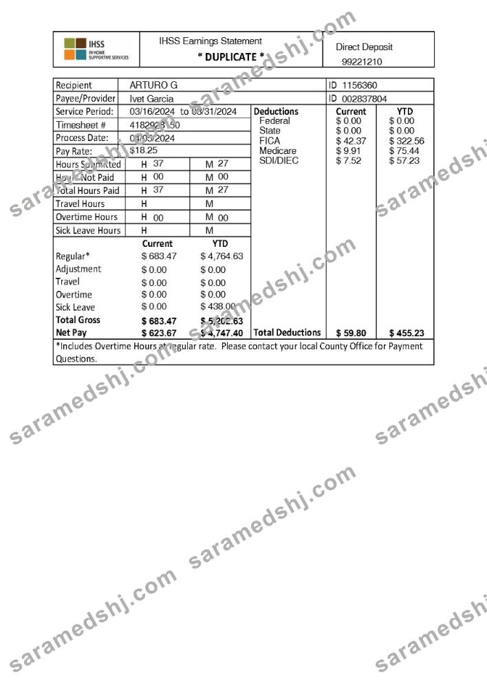 IHSS In-Home Supportive Services earnings statement template in Word and PDF formats.pdf, 1